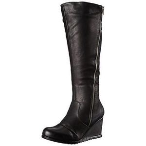 2 Lips Too Black Calf/Knee High Wedge Boots